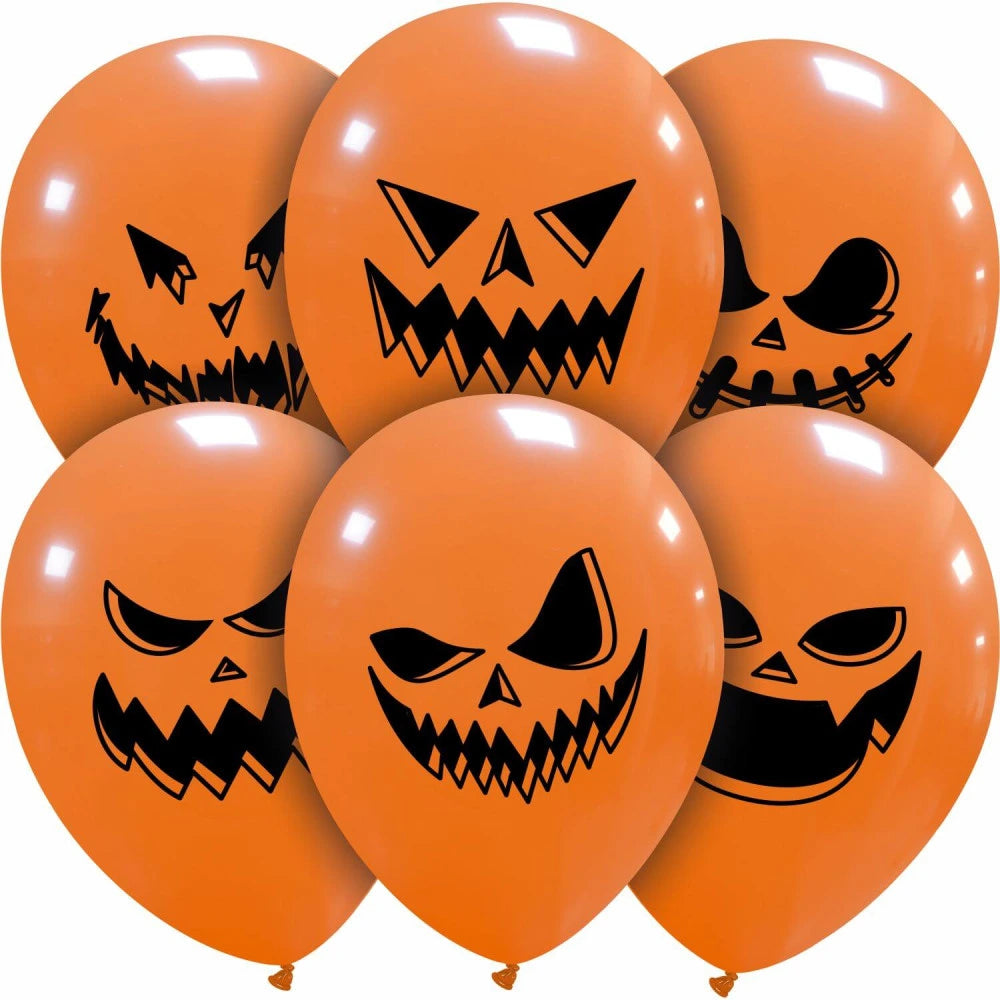 Round Balloon | Scary Pumpkin Faces Mix 50 pcs | 30 cm / 12"  | Cattex