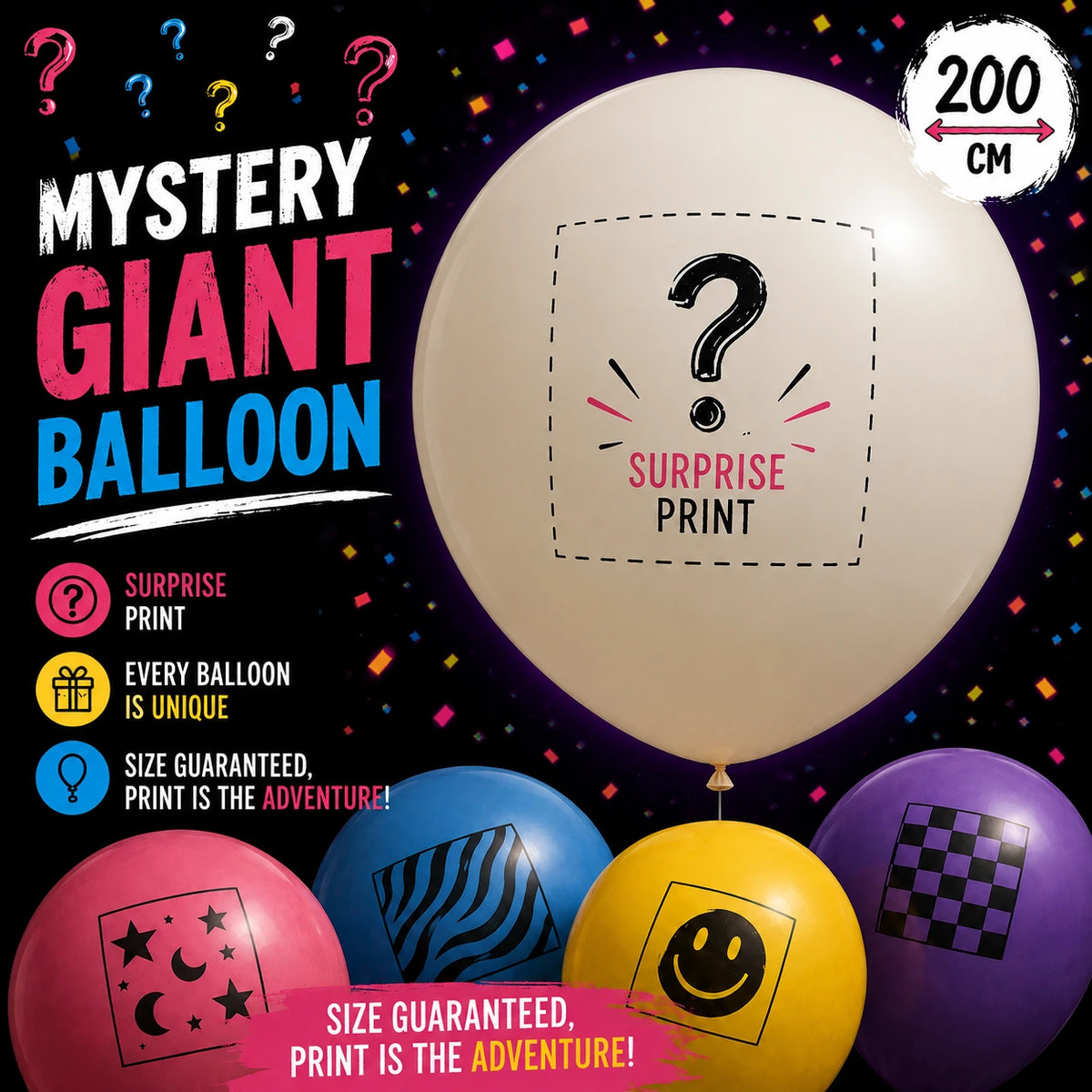 Giant Mystery Print Balloon | 200 cm / 78"