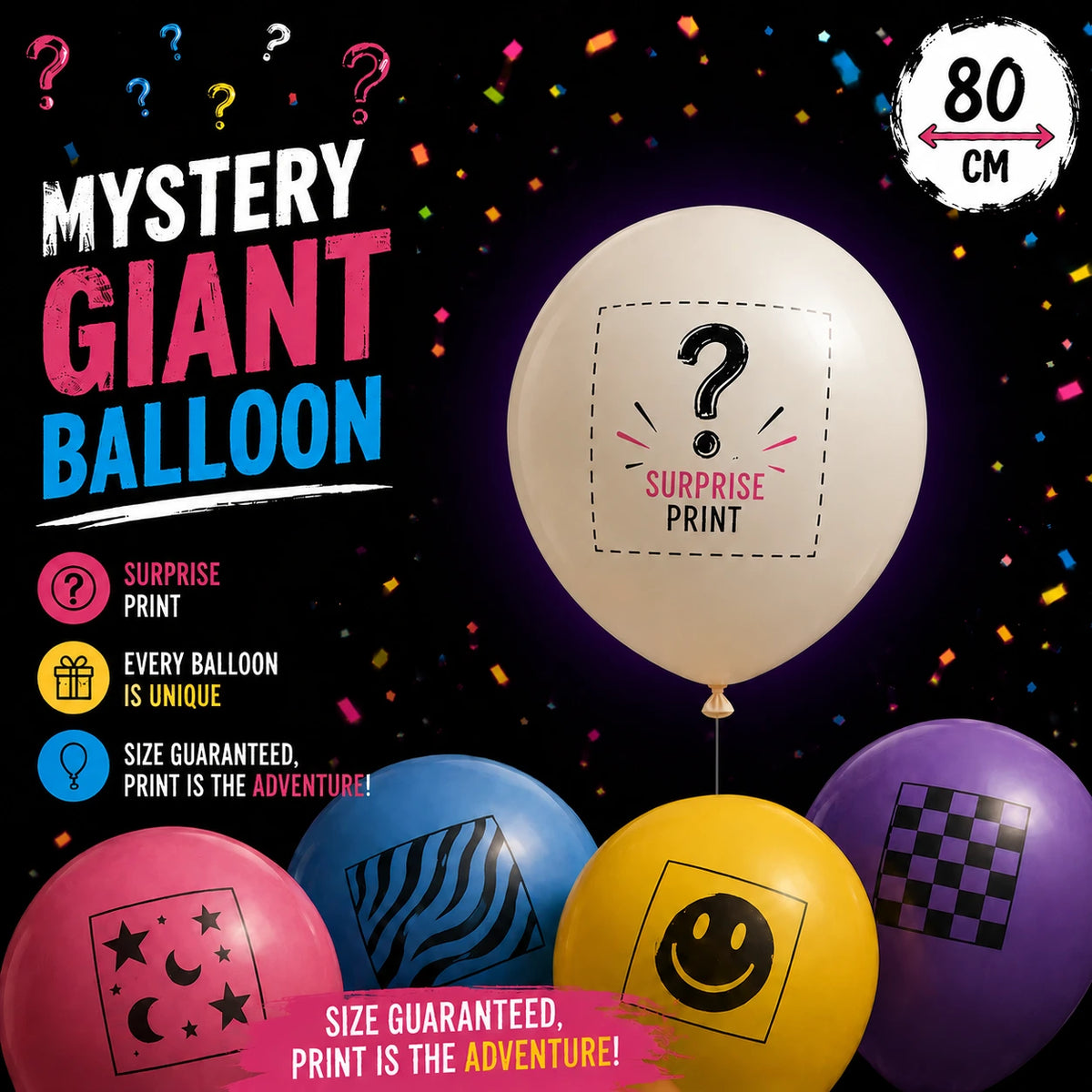 Giant Mystery Print Balloon | 80 cm / 31"